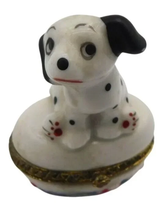 Dalmatian Dog Puppy Porcelain Trinket Box Hinged - Picture 2 of 8